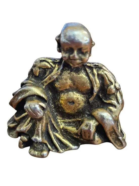 Mini Buddha Brooch Gold Tone Vintage Style Spiritual Pin Small Figurine - Picture 3 of 5